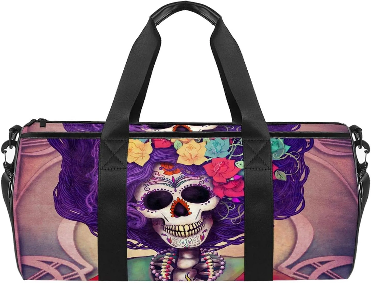 Day of the Dead Catrina Print Sports Gym Duffel Bag, Travel Luggage Shoulder Bag, Weekender Bag Handbag for Youth Girls Boys, Wet Pocket