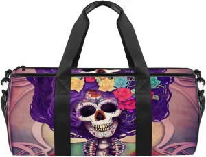 Day of the Dead Catrina Print Sports Gym Duffel Bag, Travel Luggage Shoulder Bag, Weekender Bag Handbag for Youth Girls Boys, Wet Pocket