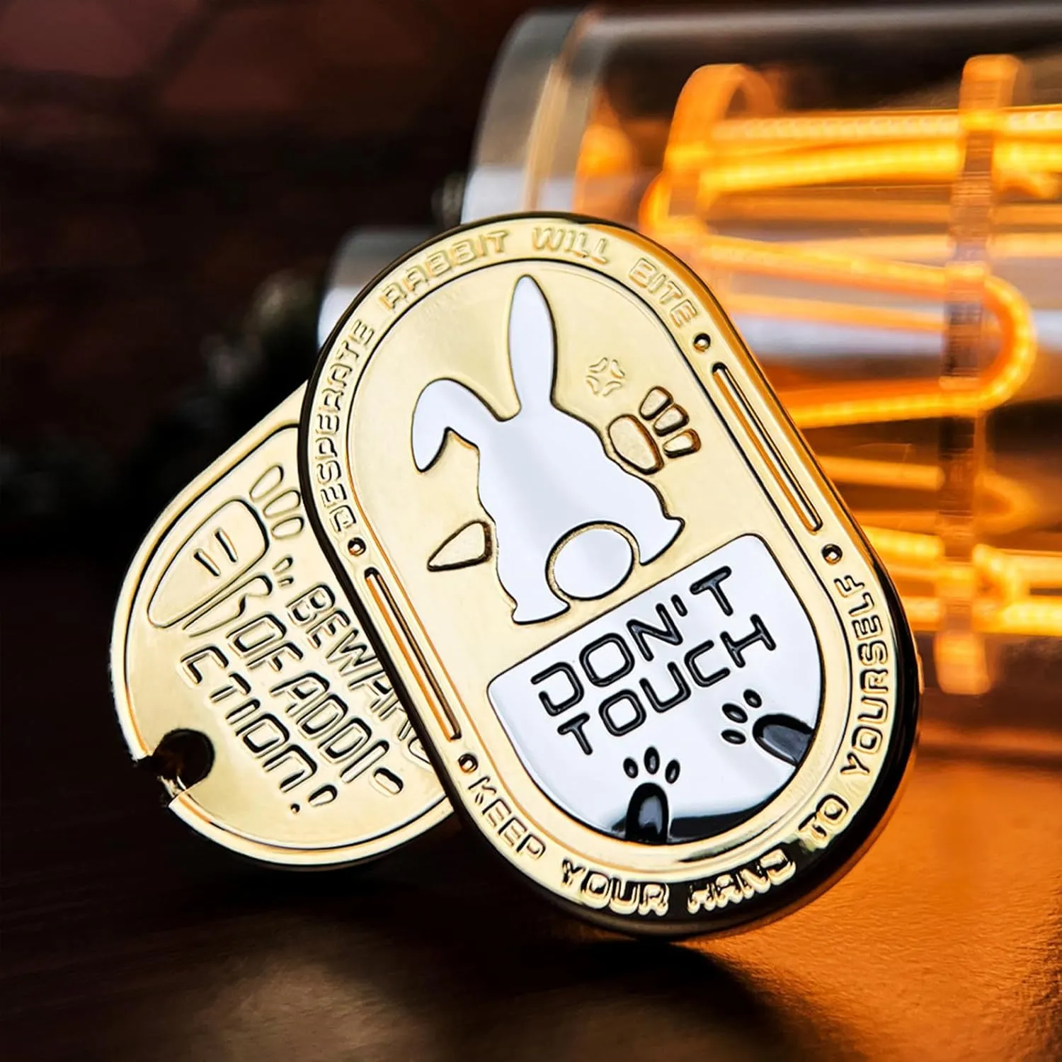 Desperate Rabbit Fidget Slider, Stainless Steel EDC Fidget Toys with Mechanical Clicking Sound & Great Push Feeling, Best Gadget for Men (Gold)