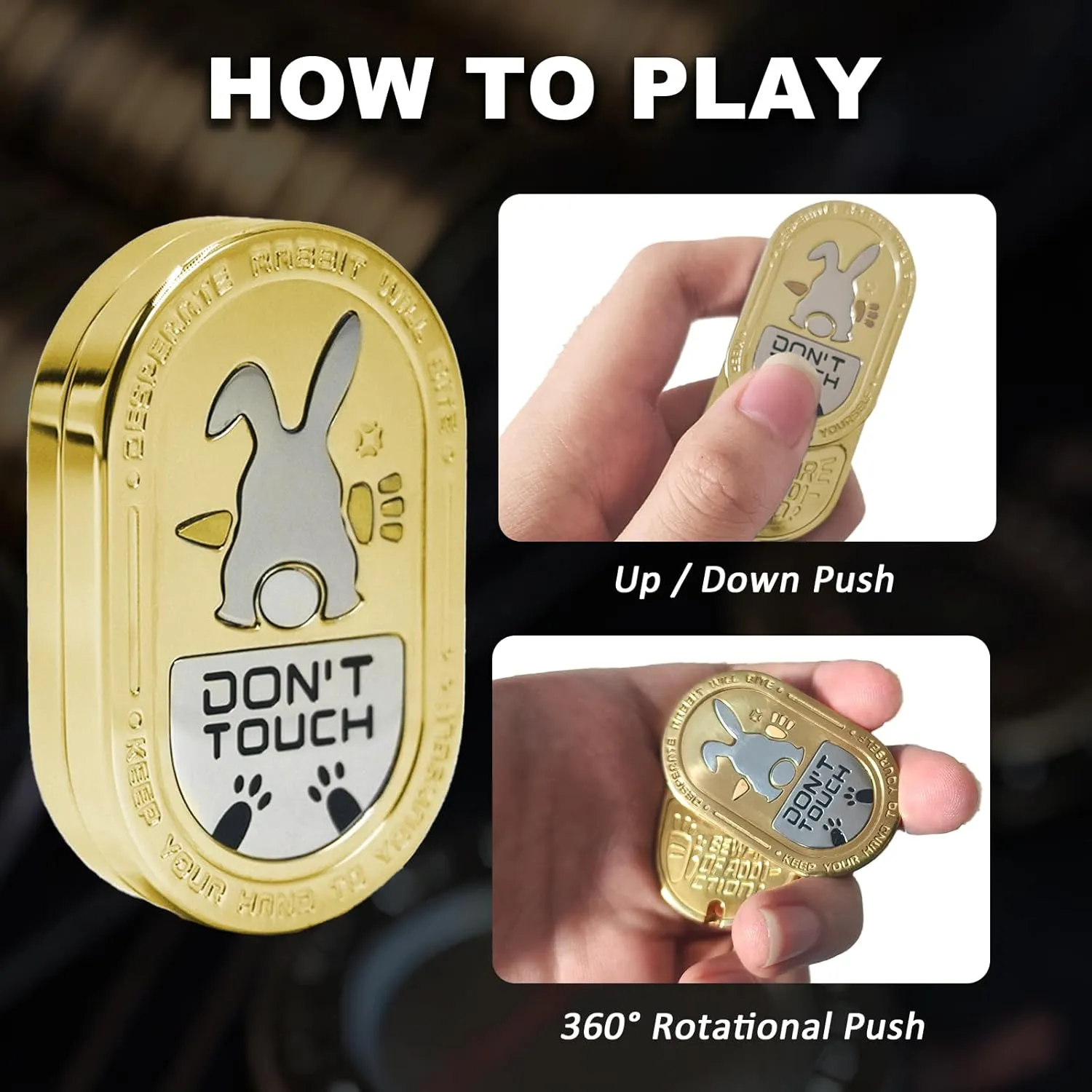 Desperate Rabbit Fidget Slider, Stainless Steel EDC Fidget Toys with Mechanical Clicking Sound & Great Push Feeling, Best Gadget for Men (Gold)