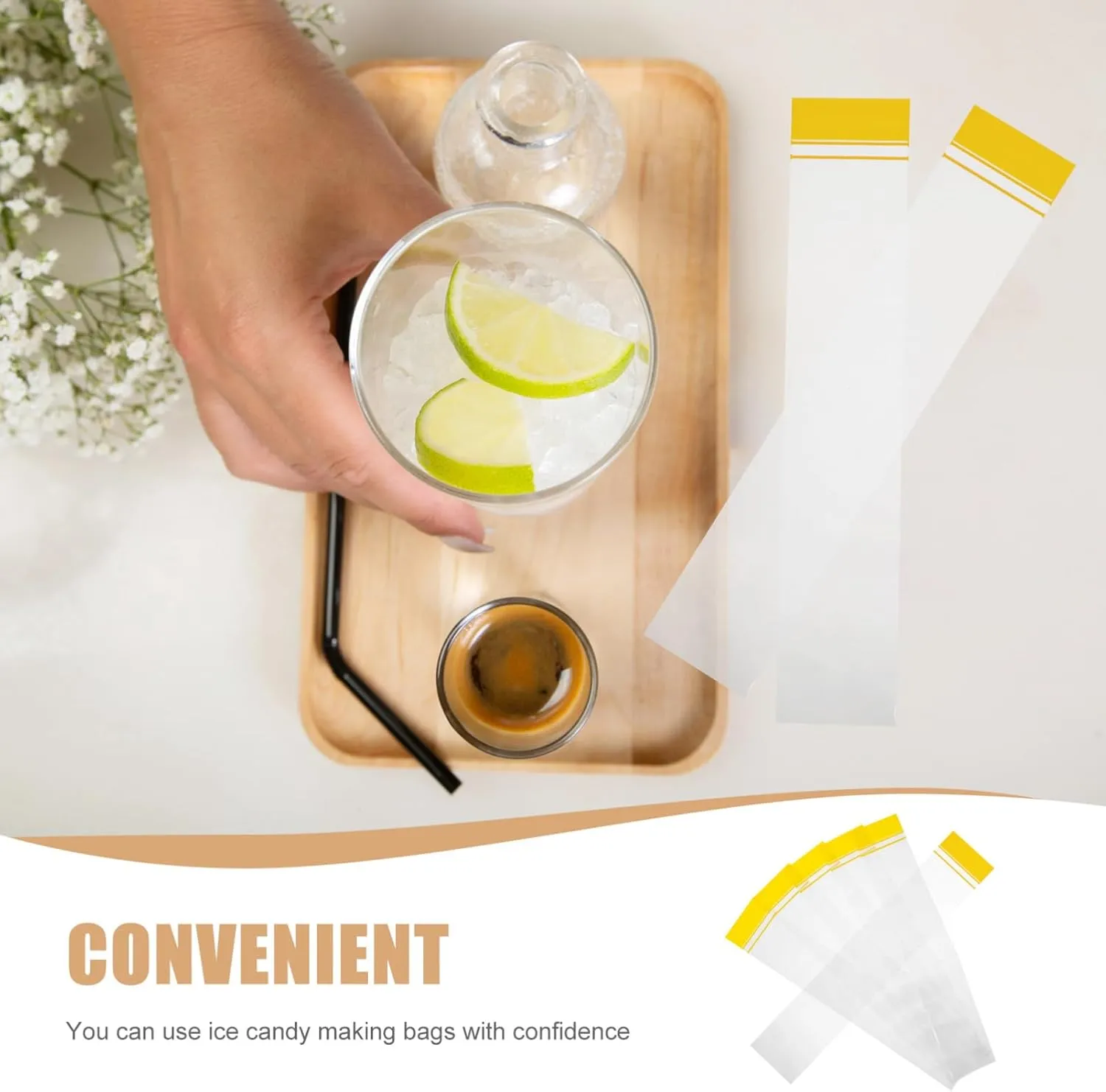 Didiseaon 100pcs Ice Sucker Making Pouch Mold Diy Ice Candy Bag Reusable Plastic for Homemade Ice Creams