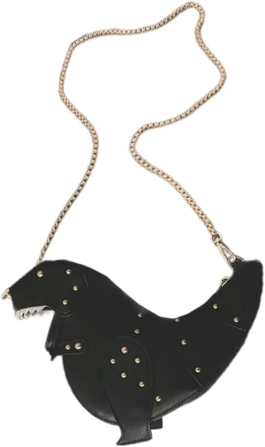 Dinosaur Shoulder Bag Unique PU Crossbody Purse with Chain Strap for Girls and Women