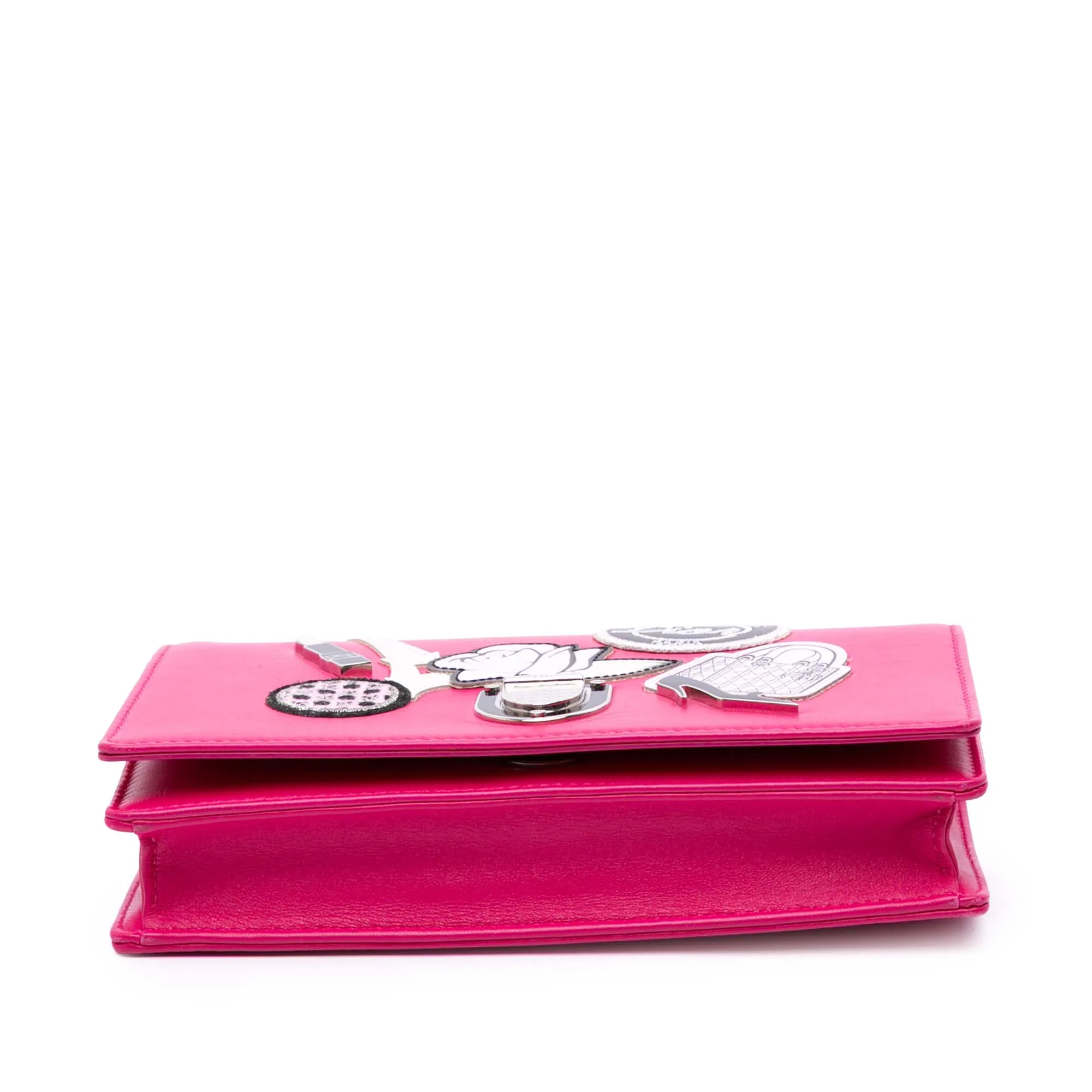 Dior Leather Patch Embroidered Diorama Wallet On Chain