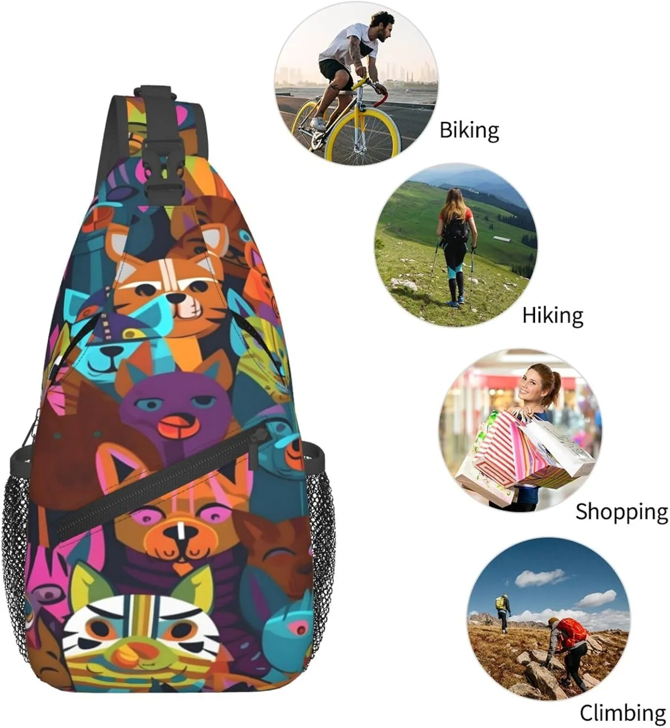 Dog Sling Backpack for Women Men, Chest Bag Daypack Crossbody for Travel Sport Running Hiking