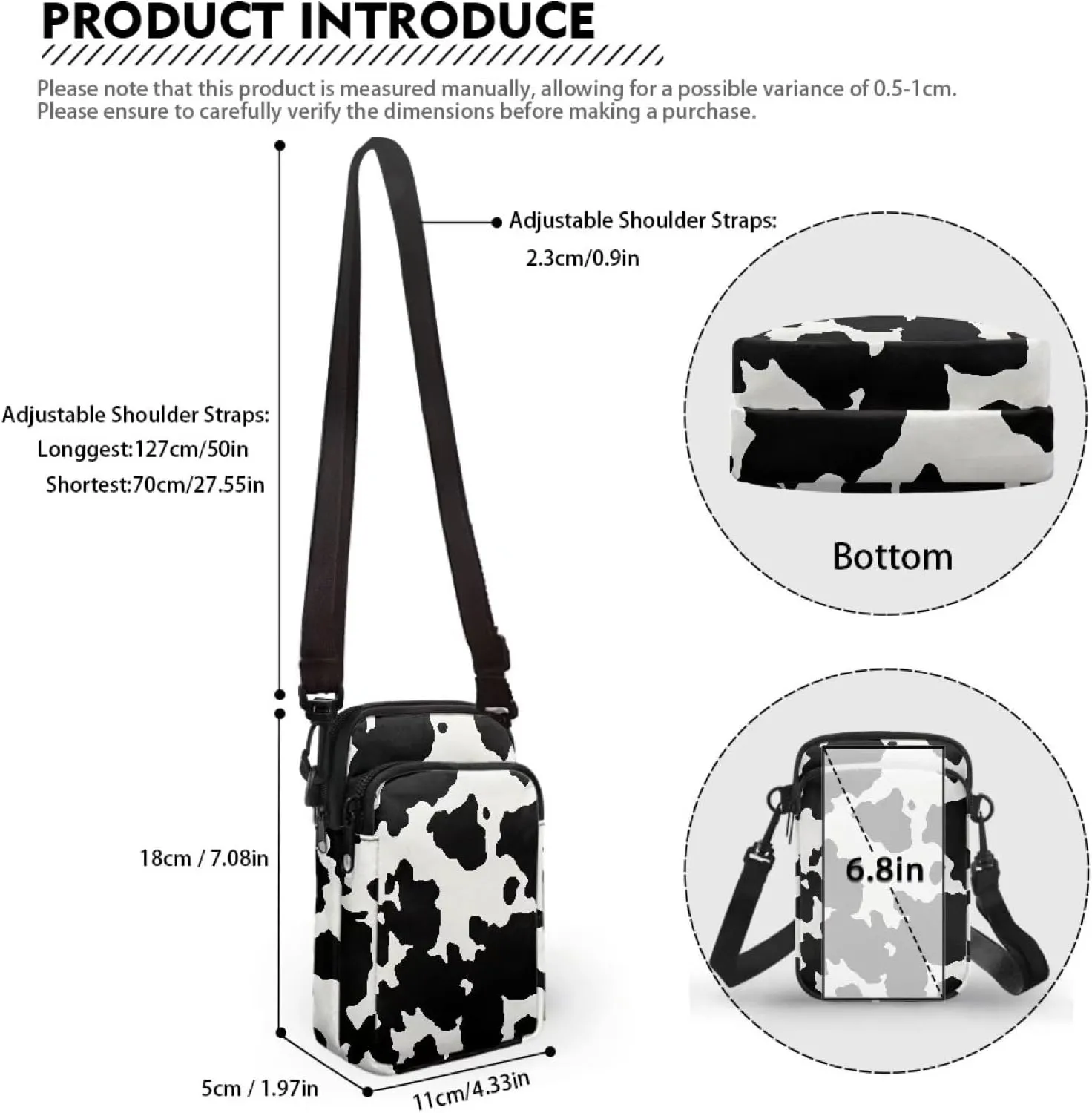 Dog Tiger Crossbody Bags for Women, Rose Daisy Small Crossbody Handbags, Cow Print Stained Glass Mini Cell Phone Bag