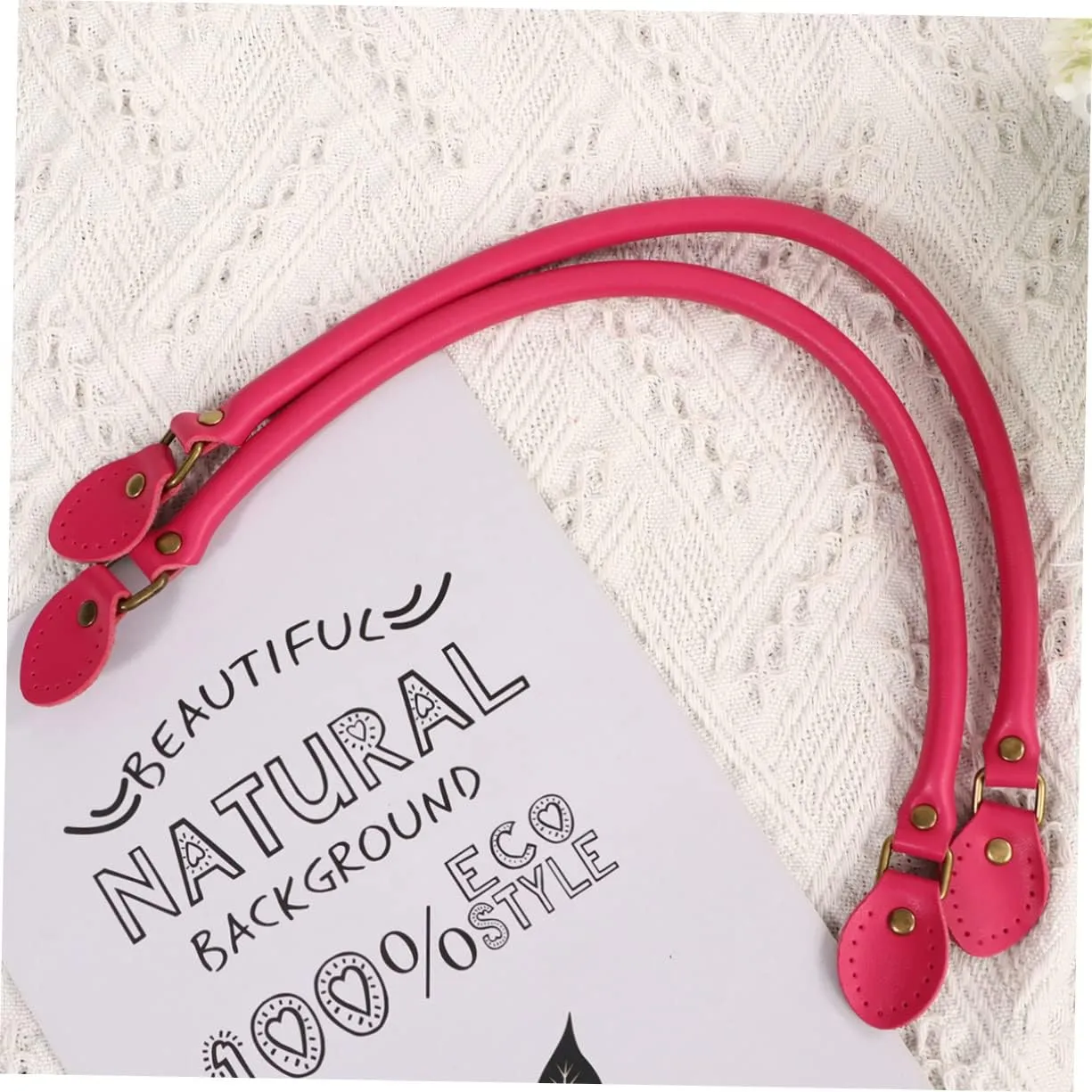 DOITOOL 1 Pair Cowhide Leather Bag Strap for DIY Tote Bag Replacement Durable Handles for Womens Pouches Thickened Rosy Design for Crafting