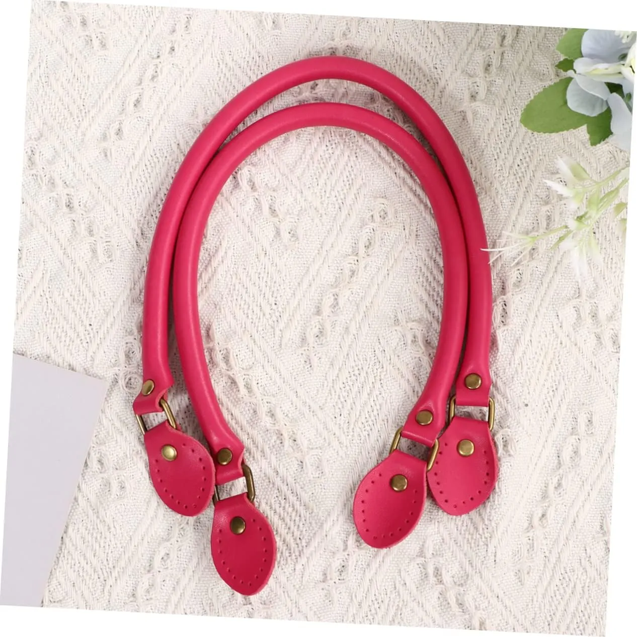 DOITOOL 1 Pair Cowhide Leather Bag Strap for DIY Tote Bag Replacement Durable Handles for Womens Pouches Thickened Rosy Design for Crafting