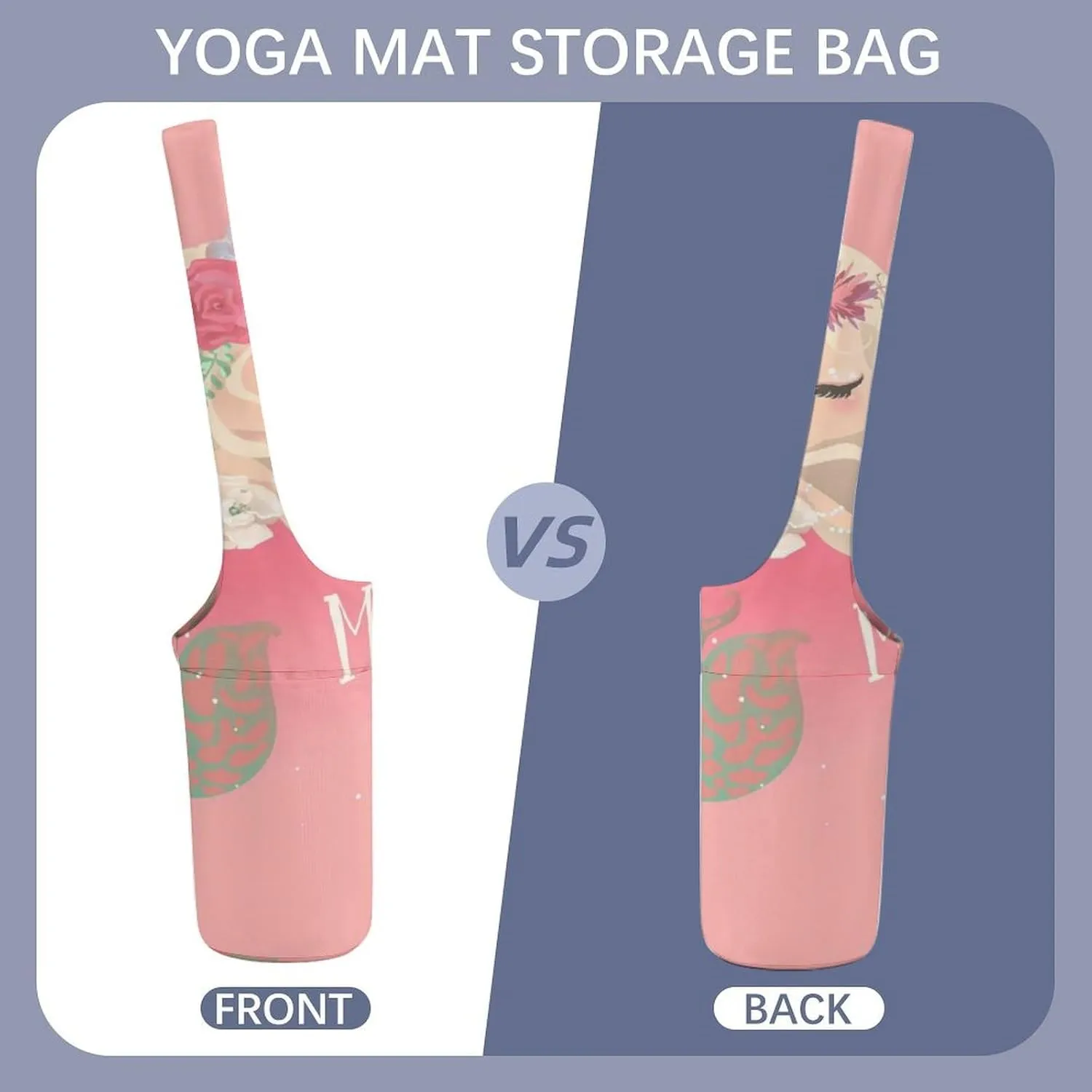 Donnapink Yoga Mat Bag, Canvas Storage Bag with Pocket Shoulder Strap, Fashion Mat Bag