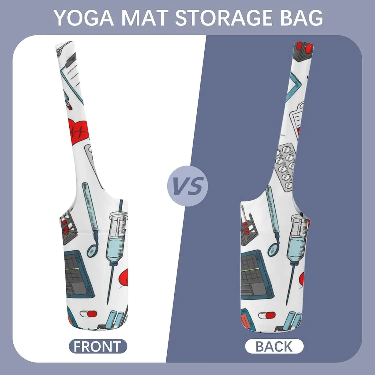 Donnapink Yoga Mat Bag, Canvas Storage Bag with Pocket Shoulder Strap, Fashion Mat Bag