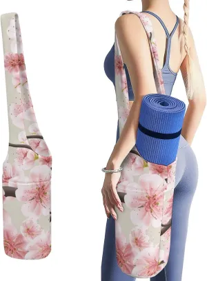 Donnapink Yoga Mat Bag, Canvas Storage Bag with Pocket Shoulder Strap, Fashion Mat Bag