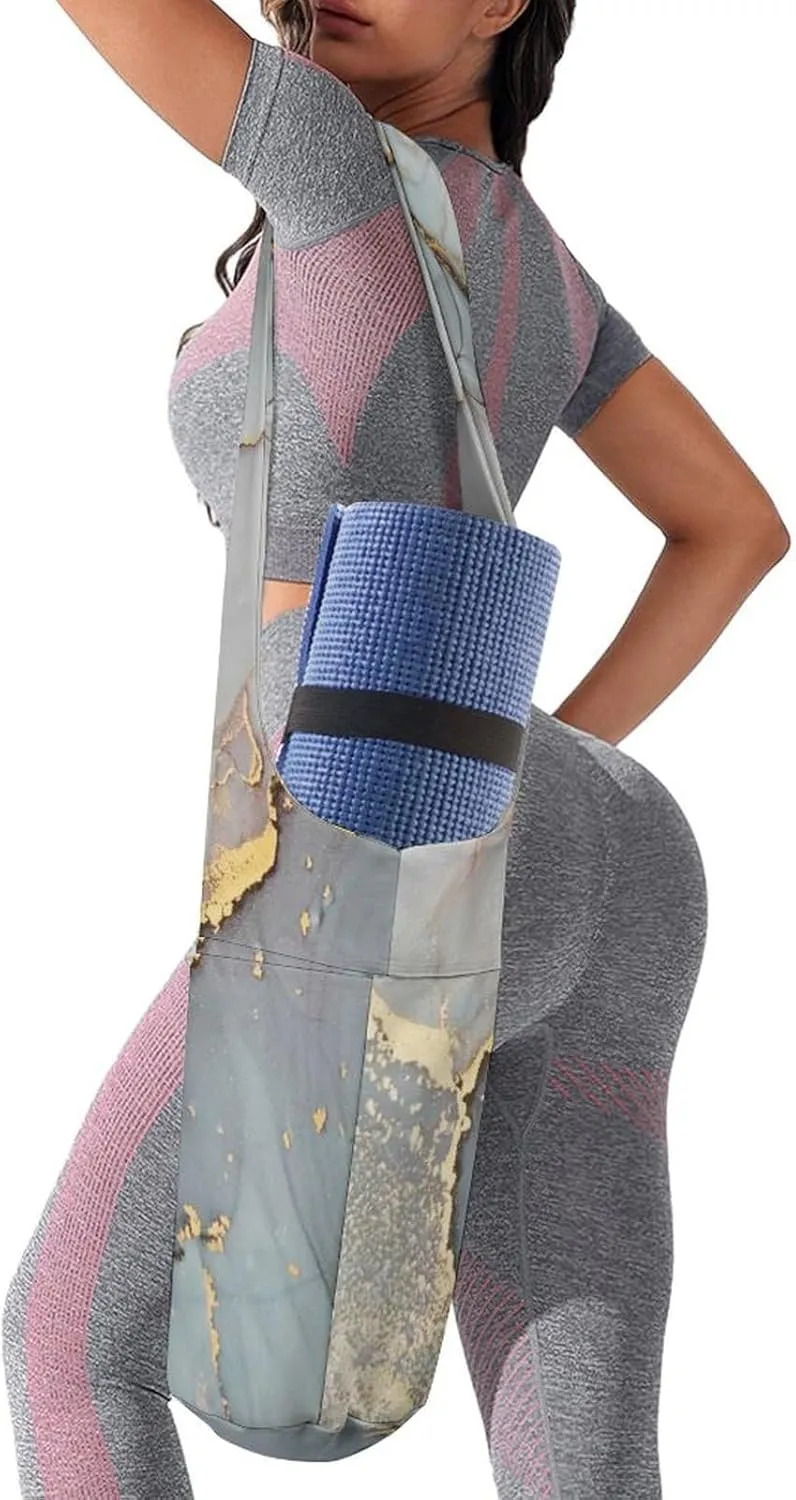 Donnapink Yoga Mat Bag, Canvas Storage Bag with Pocket Shoulder Strap, Fashion Mat Bag