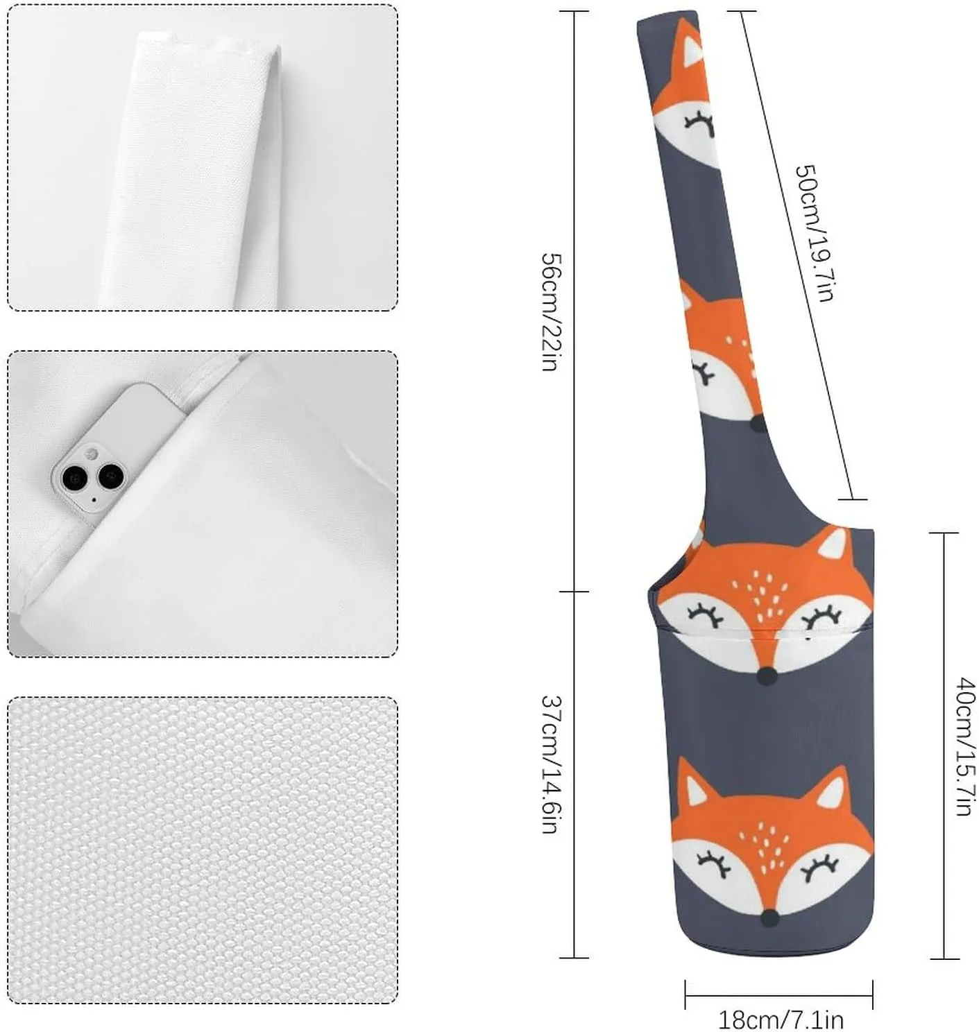 Donnapink Yoga Mat Bag, Canvas Storage Bag with Pocket Shoulder Strap, Fashion Mat Bag