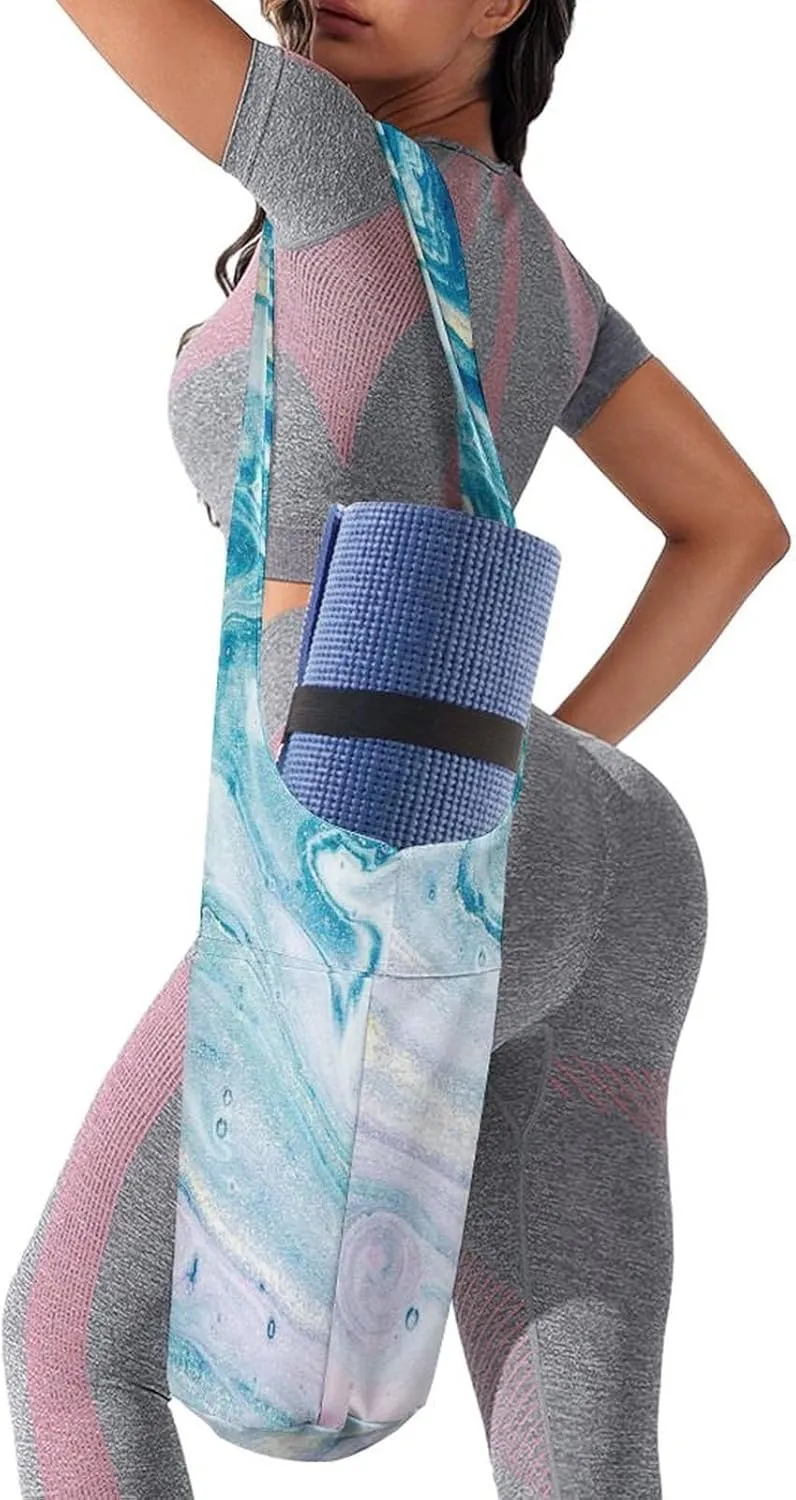 Donnapink Yoga Mat Bag, Canvas Storage Bag with Pocket Shoulder Strap, Fashion Mat Bag