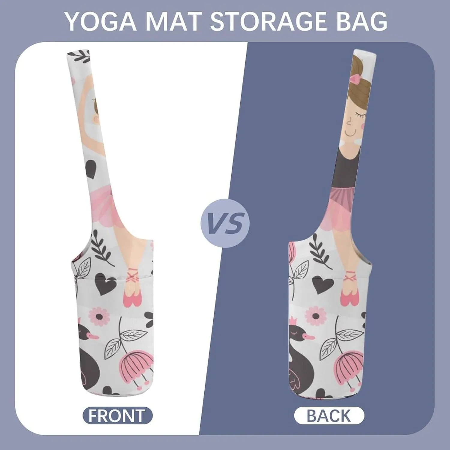 Donnapink Yoga Mat Bag, Canvas Storage Bag with Pocket Shoulder Strap, Fashion Mat Bag