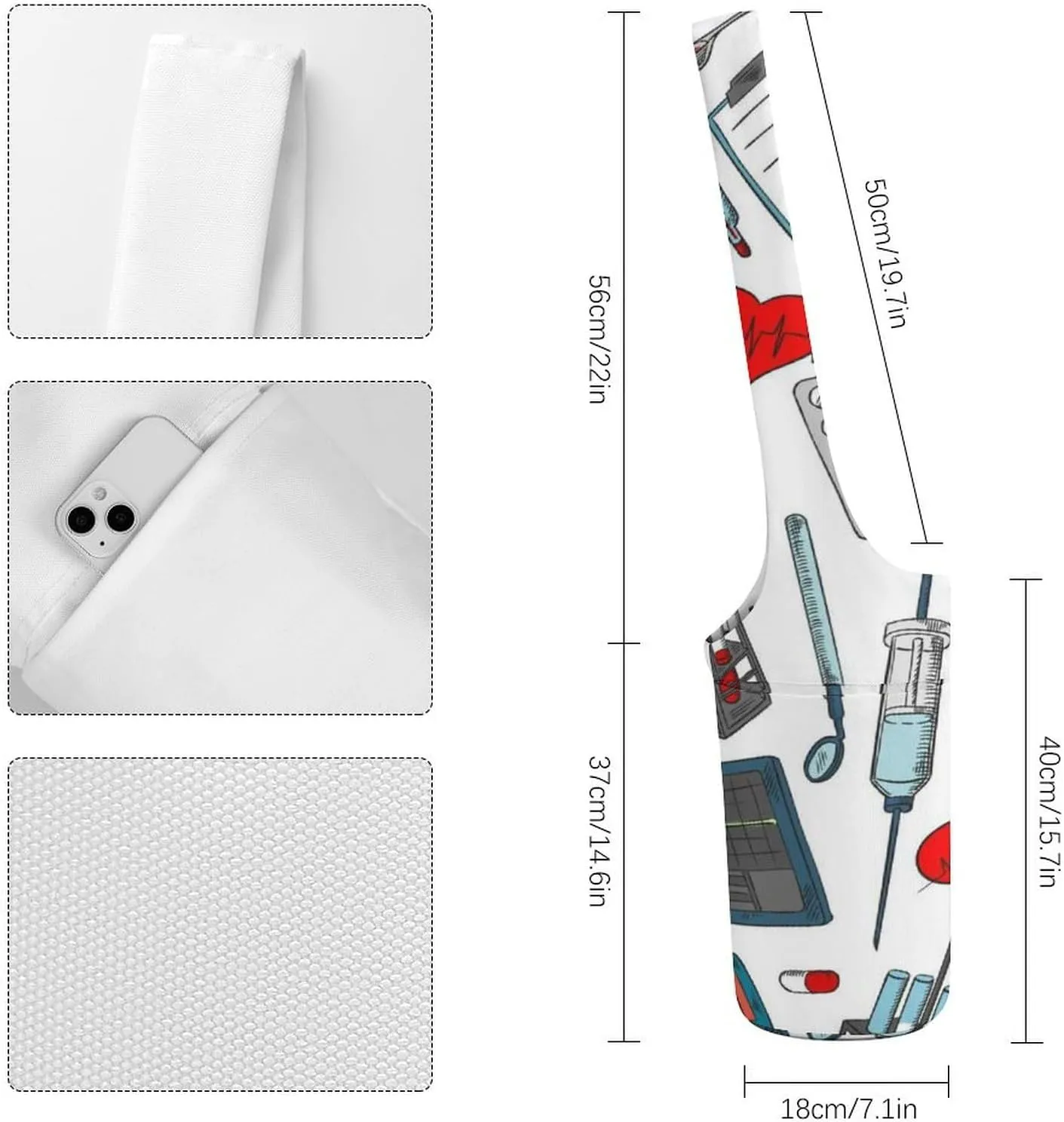 Donnapink Yoga Mat Bag, Canvas Storage Bag with Pocket Shoulder Strap, Fashion Mat Bag