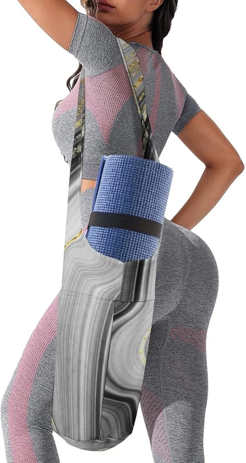 Donnapink Yoga Mat Bag, Canvas Storage Bag with Pocket Shoulder Strap, Fashion Mat Bag