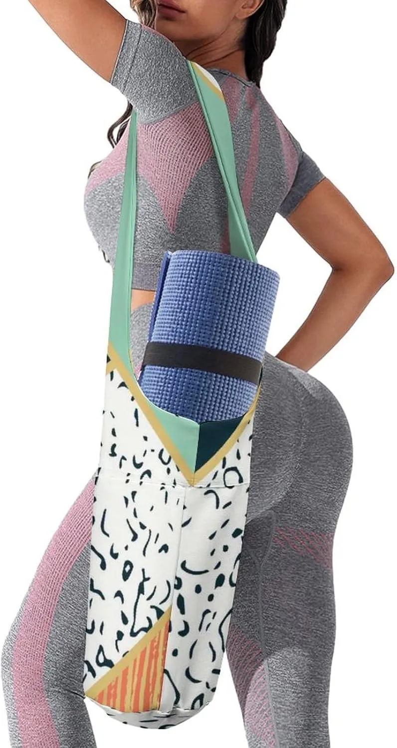 Donnapink Yoga Mat Bag, Canvas Storage Bag with Pocket Shoulder Strap, Fashion Mat Bag