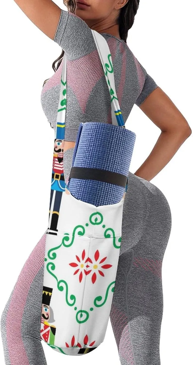 Donnapink Yoga Mat Bag, Canvas Storage Bag with Pocket Shoulder Strap, Fashion Mat Bag