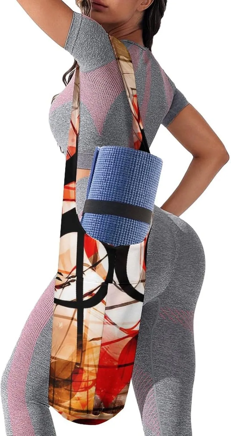 Donnapink Yoga Mat Bag, Canvas Storage Bag with Pocket Shoulder Strap, Fashion Mat Bag