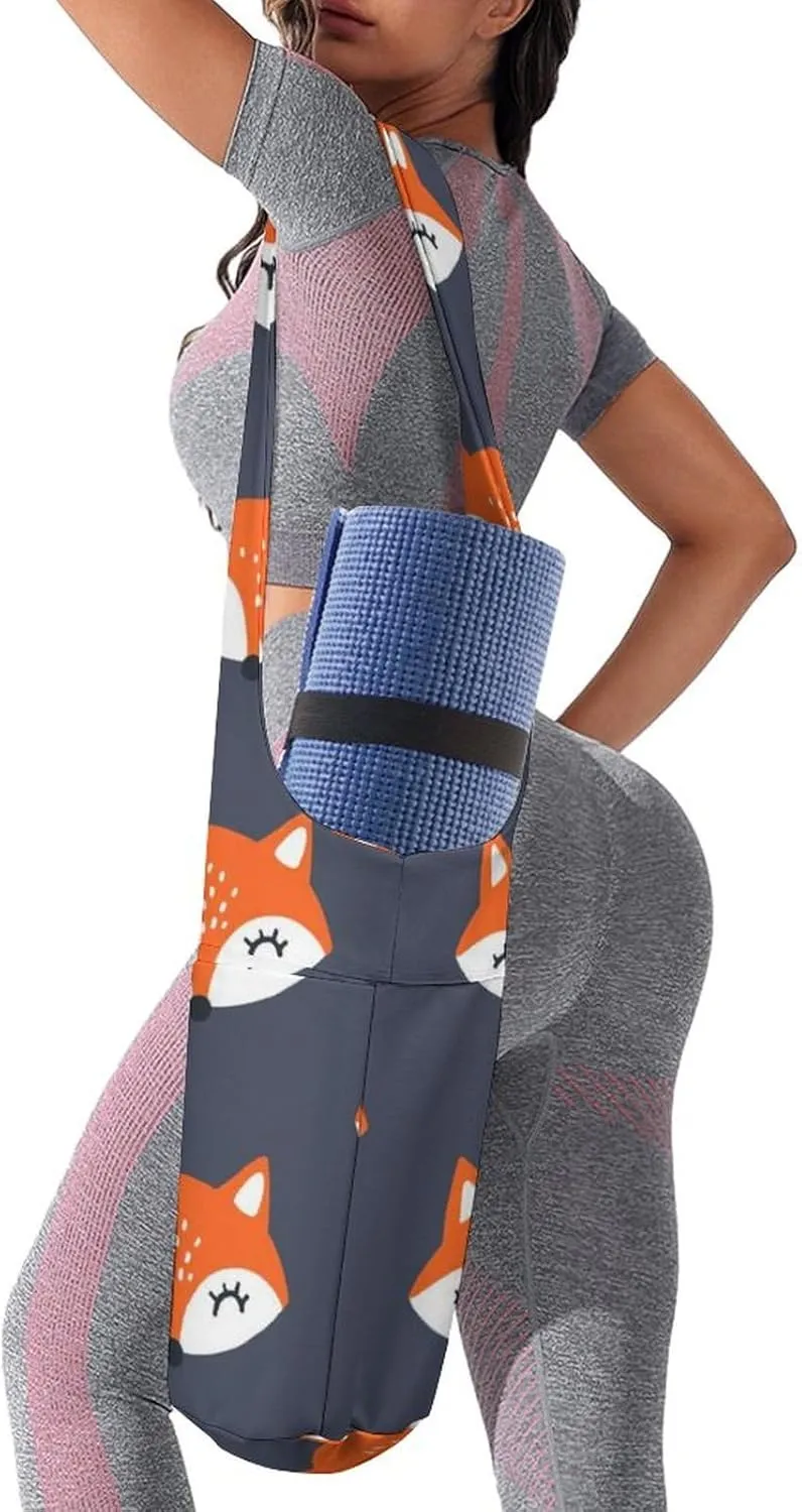 Donnapink Yoga Mat Bag, Canvas Storage Bag with Pocket Shoulder Strap, Fashion Mat Bag