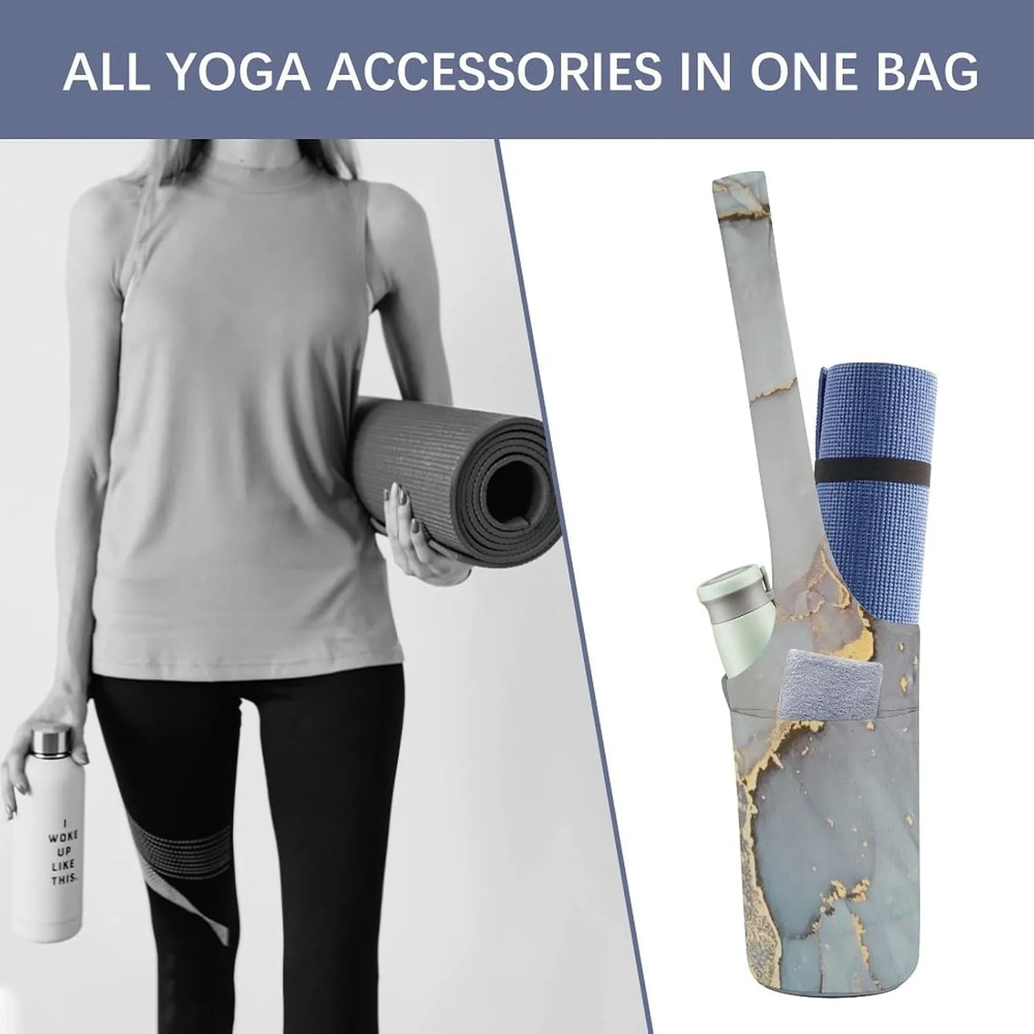 Donnapink Yoga Mat Bag, Canvas Storage Bag with Pocket Shoulder Strap, Fashion Mat Bag