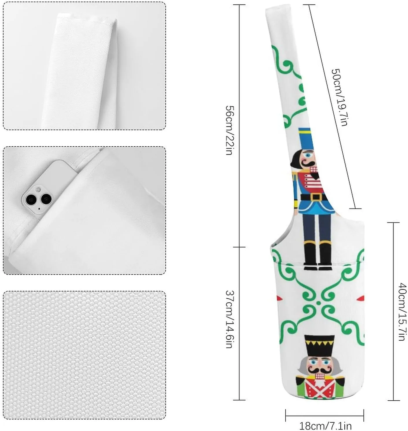 Donnapink Yoga Mat Bag, Canvas Storage Bag with Pocket Shoulder Strap, Fashion Mat Bag