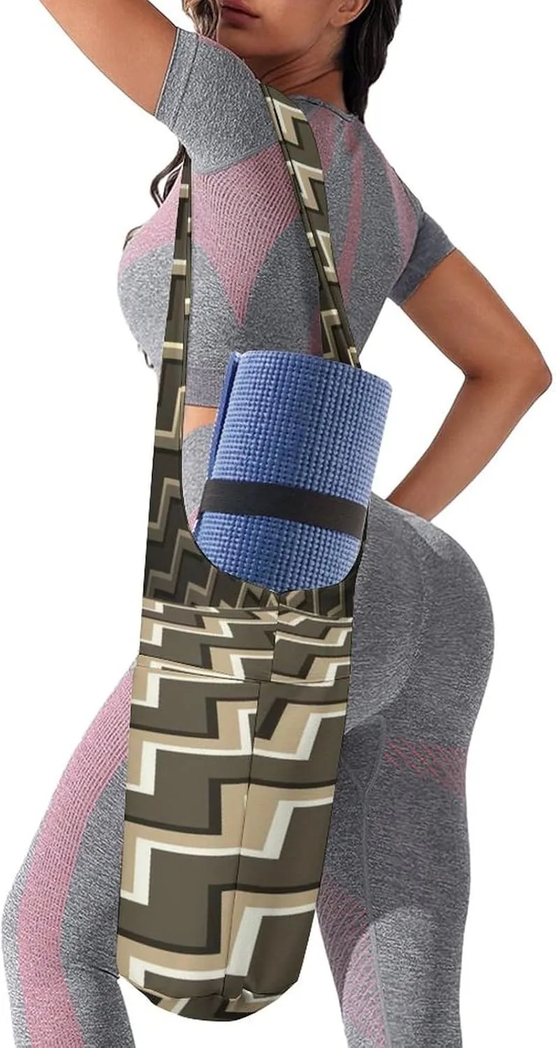 Donnapink Yoga Mat Bag, Canvas Storage Bag with Pocket Shoulder Strap, Fashion Mat Bag