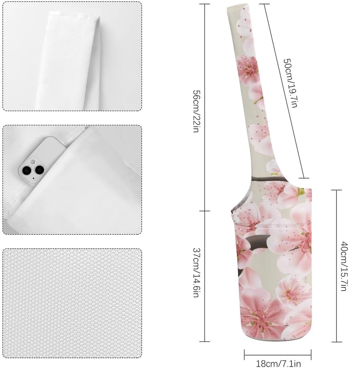 Donnapink Yoga Mat Bag, Canvas Storage Bag with Pocket Shoulder Strap, Fashion Mat Bag