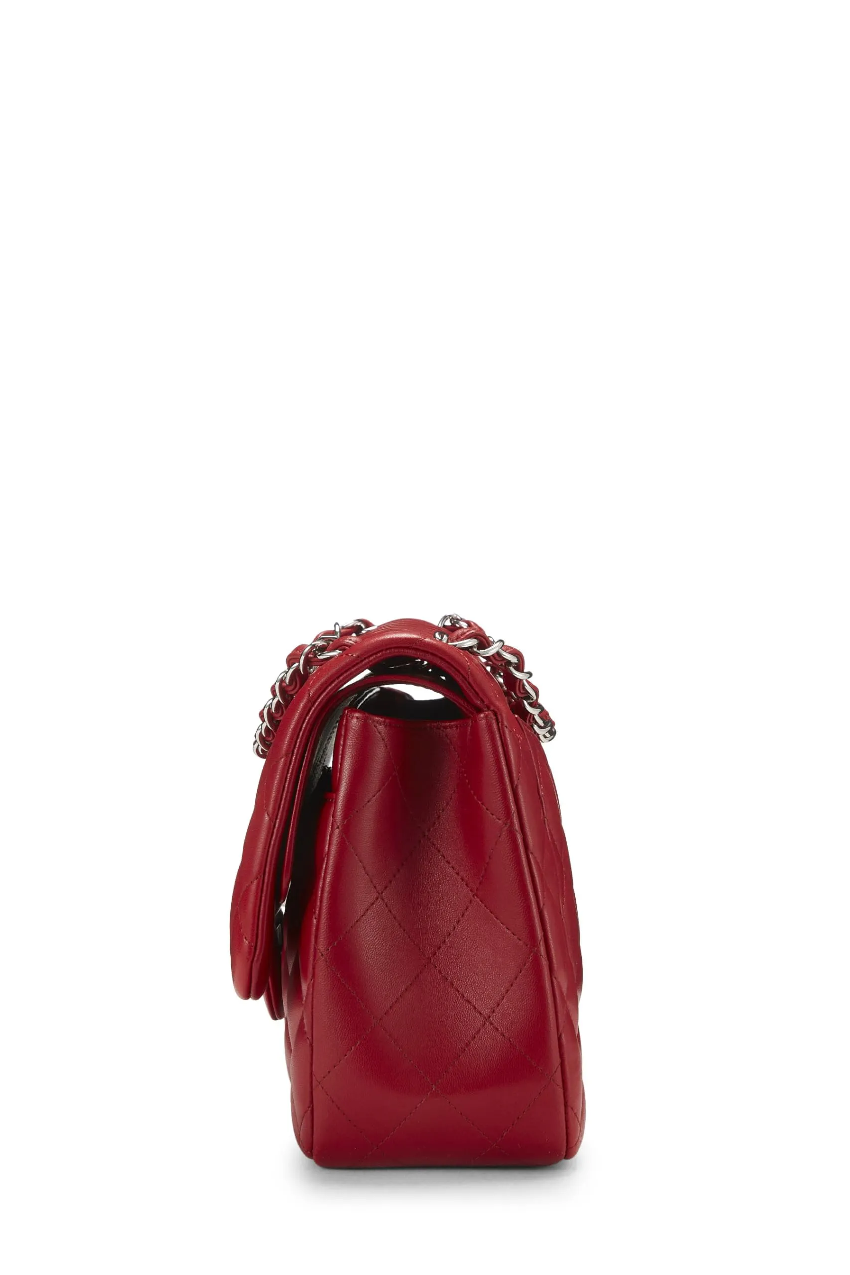 Double Quilted Flap New Chanel, Red Lambskin Fully integrated Functional design  Red Classic Jumbo,