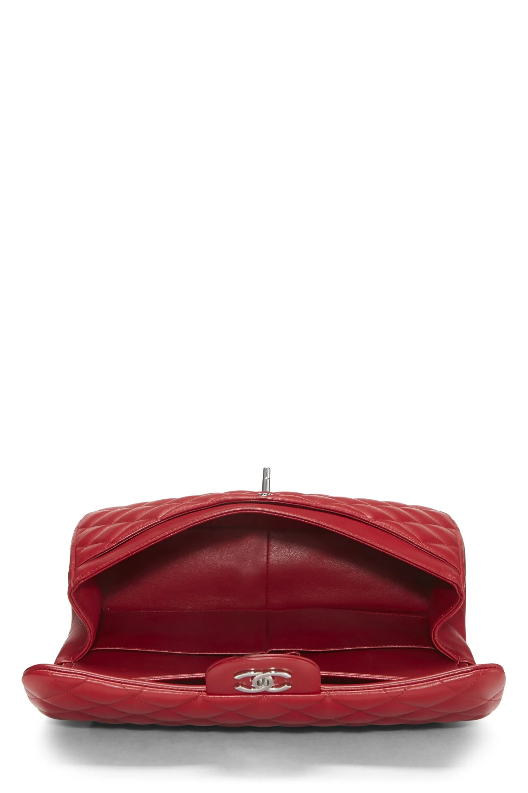 Double Quilted Flap New Chanel, Red Lambskin Fully integrated Functional design  Red Classic Jumbo,