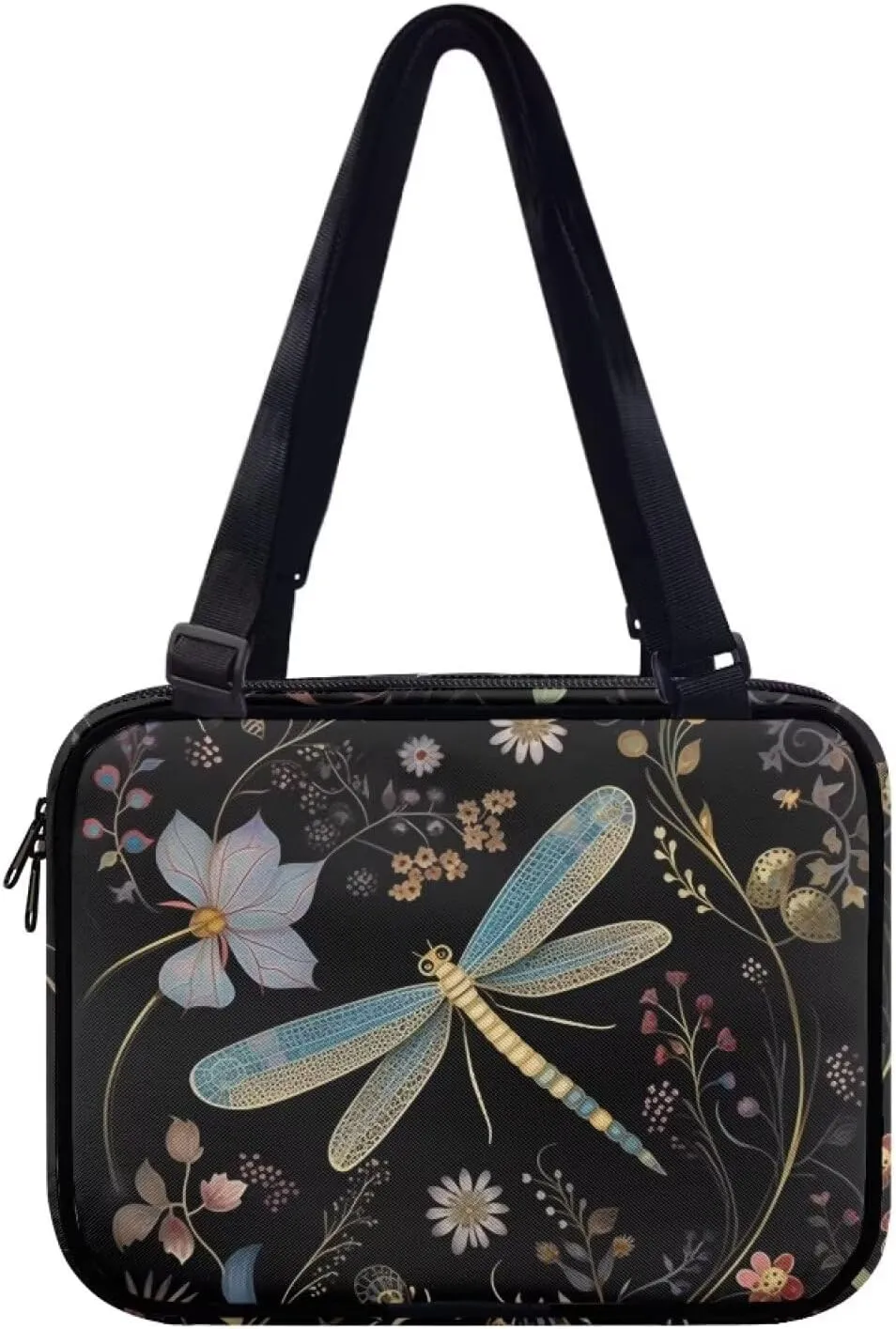 Dragonfly Bible Cover for Women Zipper Bible Bag Crossbody Messenger Bags Church Handbag Book Carrying Case Sturdy Bible Holder Scripture Storage Pouch