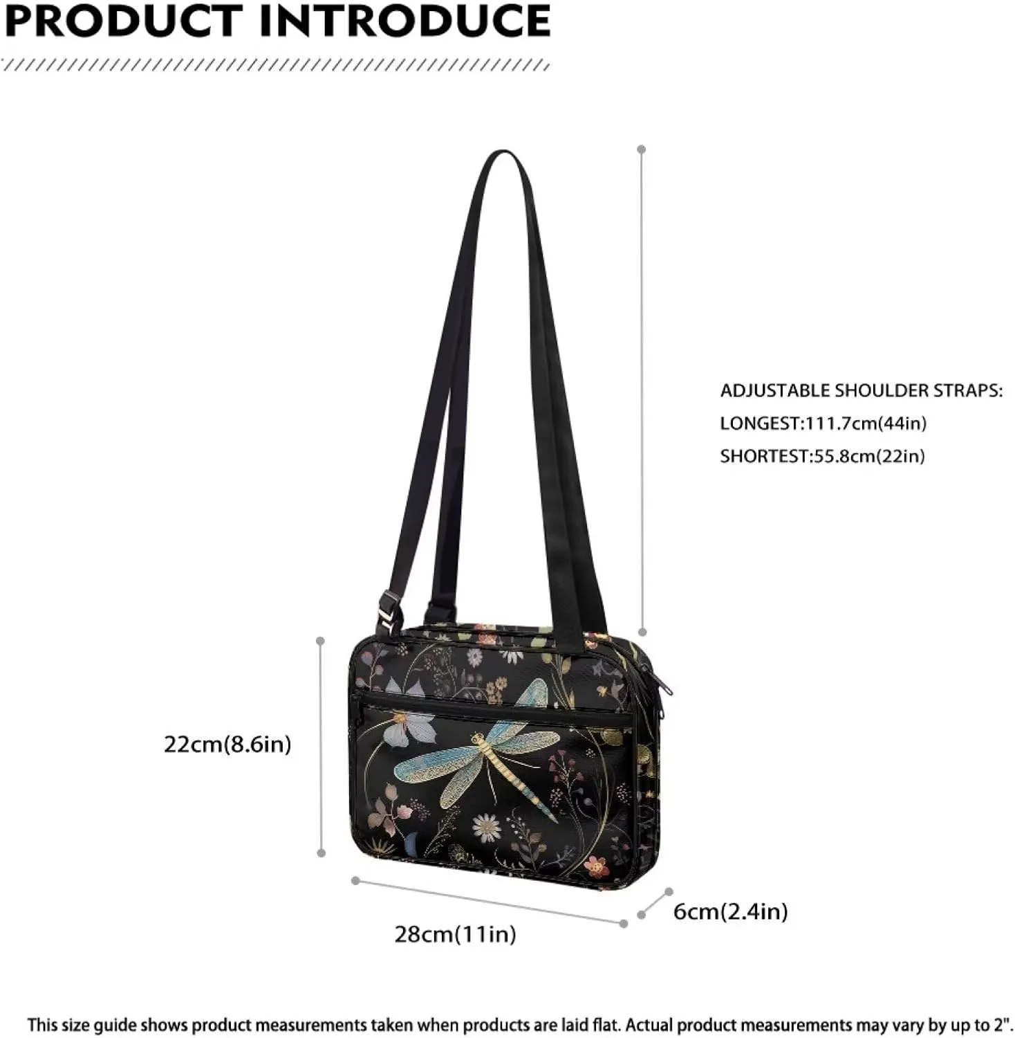 Dragonfly Bible Cover for Women Zipper Bible Bag Crossbody Messenger Bags Church Handbag Book Carrying Case Sturdy Bible Holder Scripture Storage Pouch