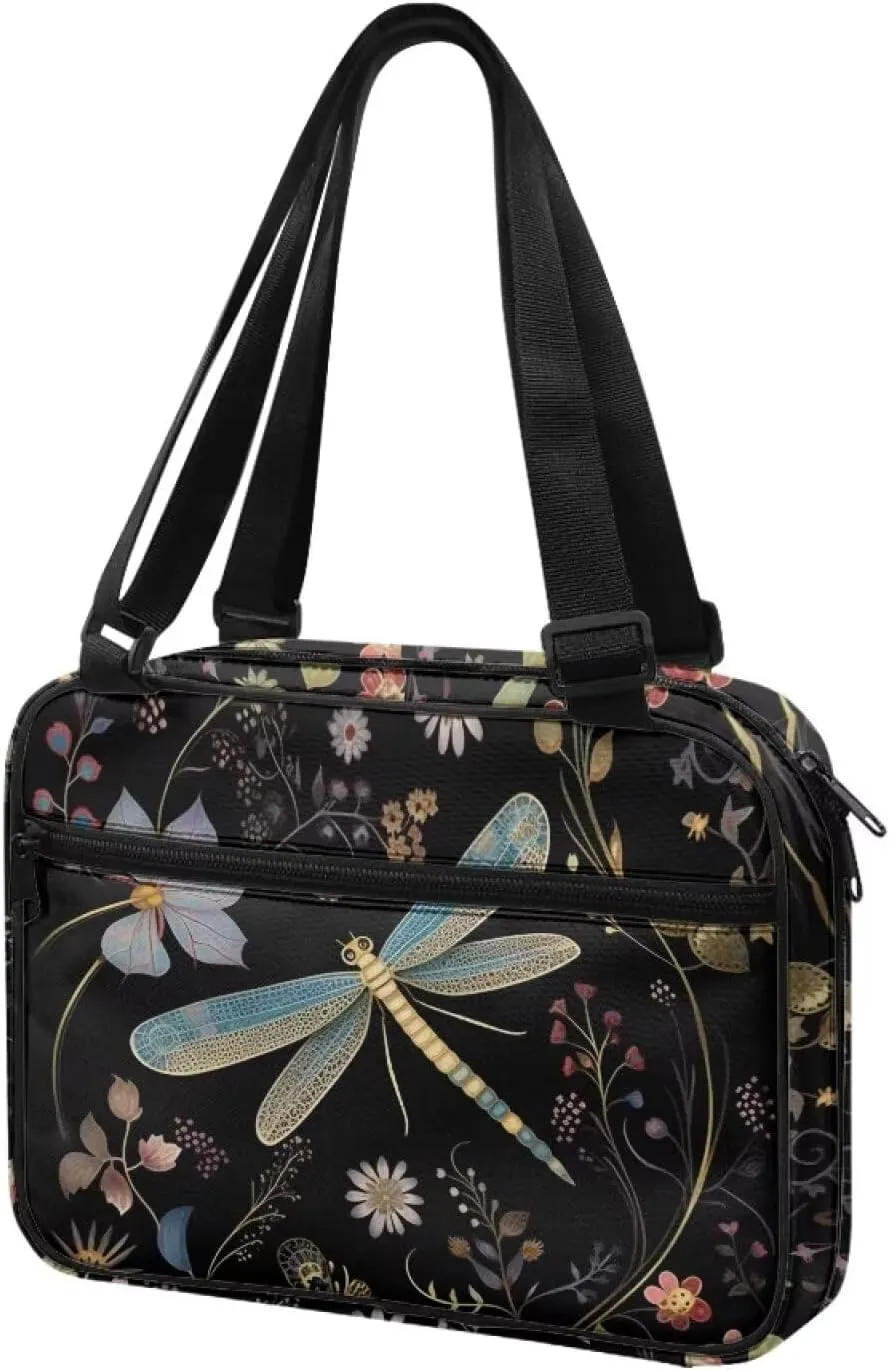 Dragonfly Bible Cover for Women Zipper Bible Bag Crossbody Messenger Bags Church Handbag Book Carrying Case Sturdy Bible Holder Scripture Storage Pouch