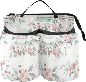 Drink Holder for Suitcase Folding Chinese Ink Painting Floral Cake Travel Accessories Cup Holder Travel Gifts for Airplane Travelers