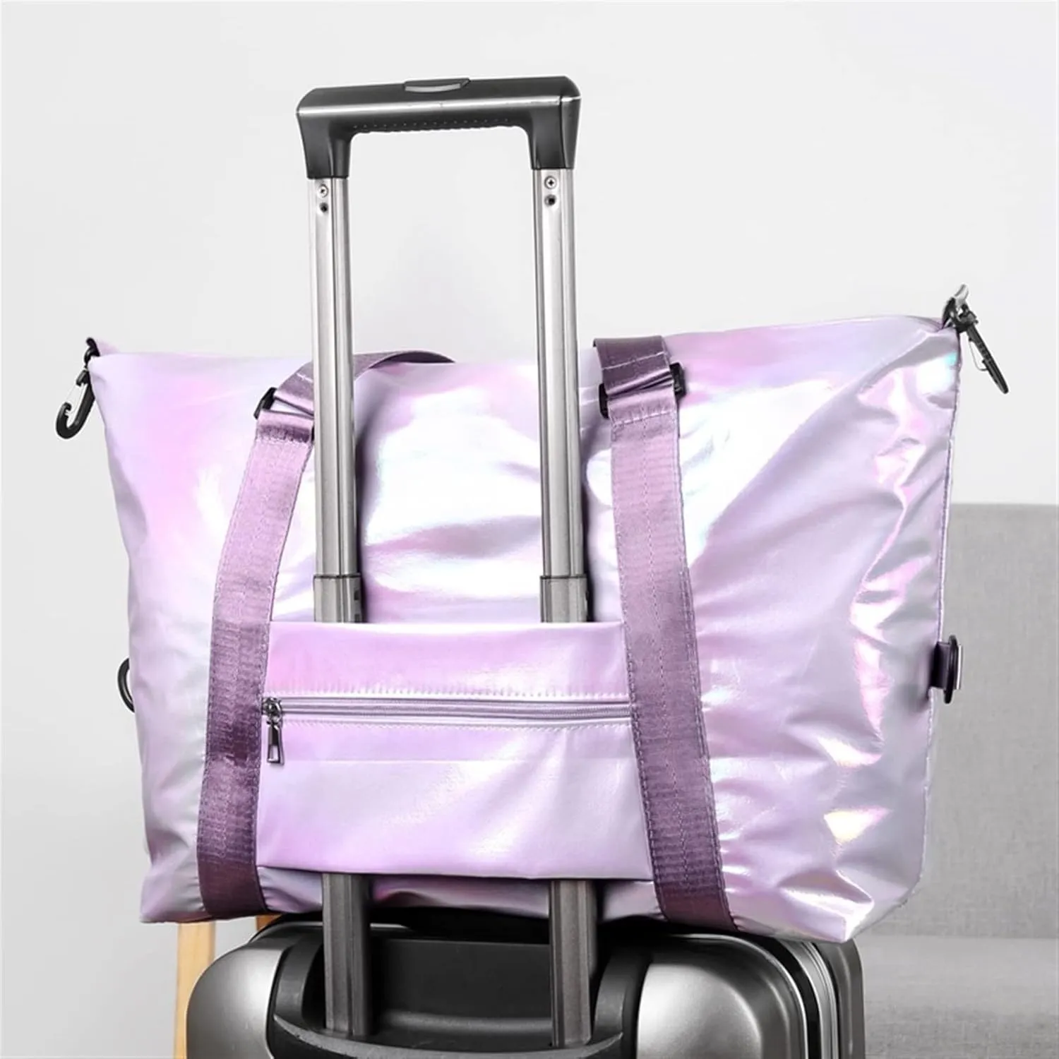 Dry Wet Yoga Mat Fitness Gym For Women Gymtas Travel Outdoor Training Shoulder Bag Handbags Duffel Casual (Purple)