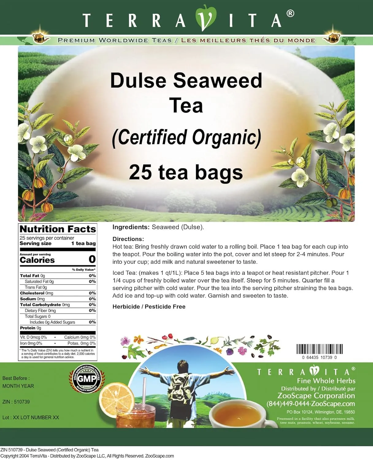 Dulse Seaweed (Certified Organic) Tea (25 tea bags, ZIN: 510739)