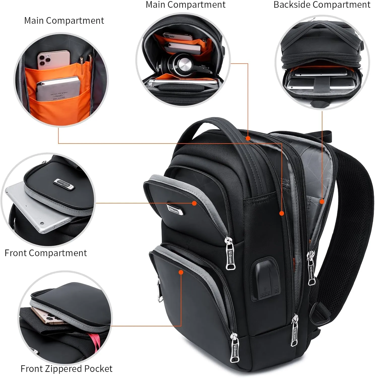 DUSLANG Crossbody Hiking Daypack for Men, Shoulder Backpack Crossbody Chest Bags with USB Charger Port For Outdoor Camping Biking Travel Cycling