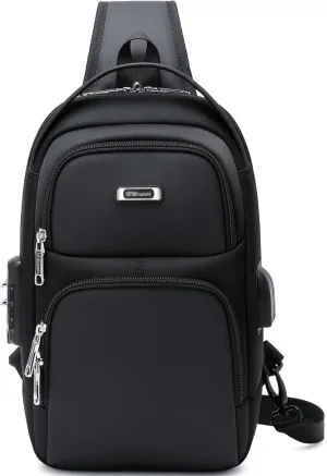 DUSLANG Crossbody Hiking Daypack for Men, Shoulder Backpack Crossbody Chest Bags with USB Charger Port For Outdoor Camping Biking Travel Cycling