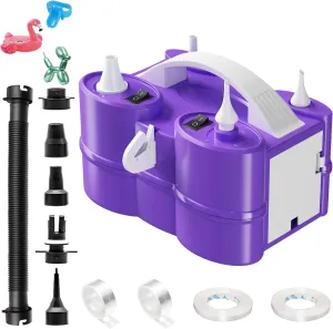 Electric Balloon Pump, 3-in-1 Portable Air Pump for Inflatables and Balloons, Dual Nozzle Balloon Blower Machine for Latex 260q Foil Balloons 110V Inflator Deflator for Pool Floats Air Mattress