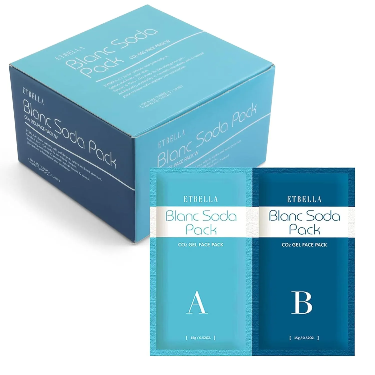 Elitzia CO2 Carboxy Gel Mask Spa Face Masks Skin Facial Care Moisturizing Brighten Natural Beauty 1 box 20 bags ET1719 (Blue)