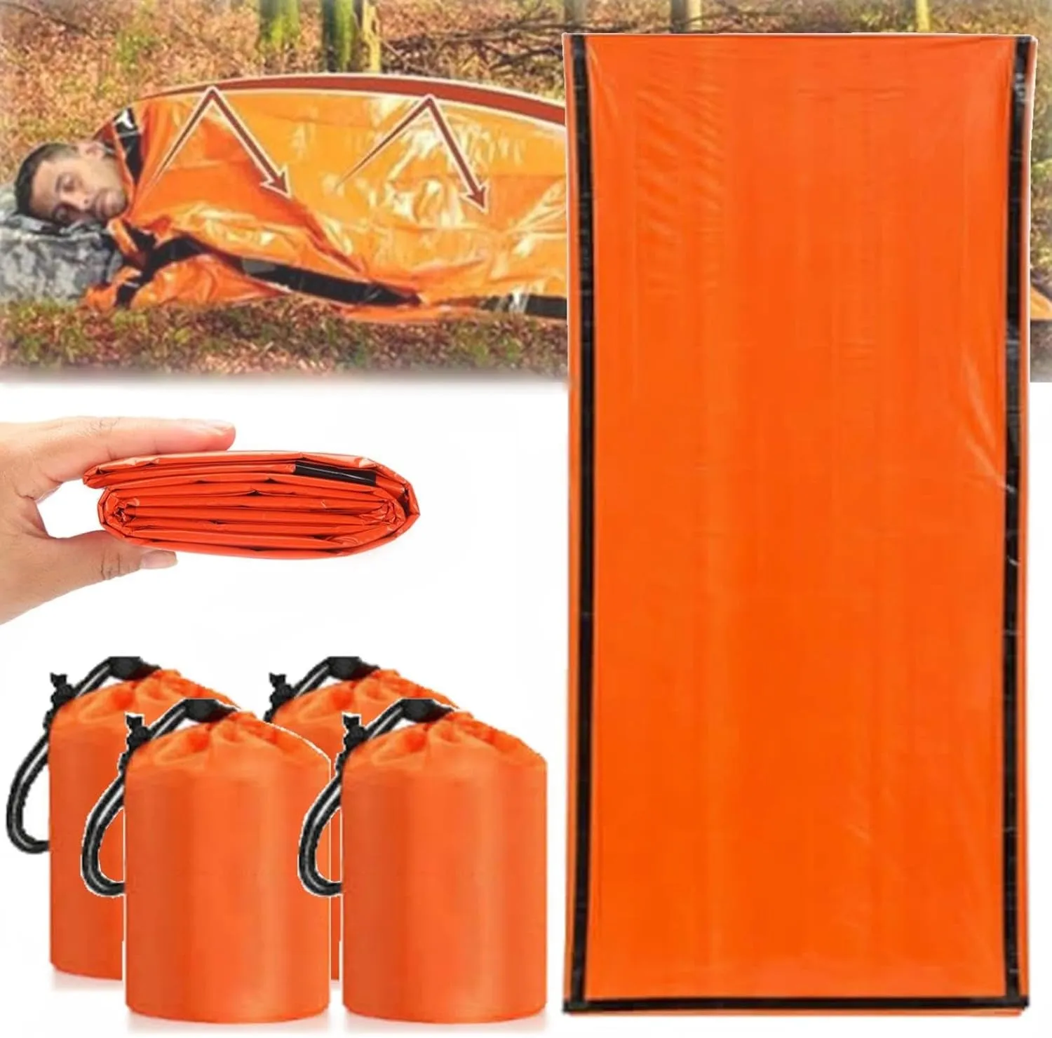 Emergency Sleeping Bag, 84"X36" Emergency Survival Sleeping Bag, Emergency Sleeping Bags for Survival, Pocket Size Emergency Sleeping Bag, Waterproof Thermal Sack for Outdoor