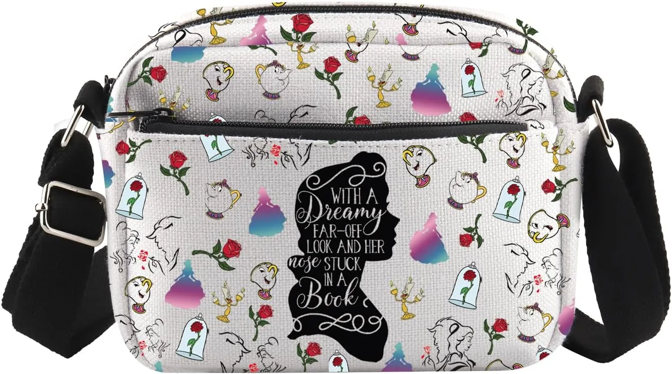 ENSIANTH Beauty Inspired Crossbody Bag Belle Princess Gift Fairytale Lover Gift A Tale as Old as Time Belle Fan Messenger Bag