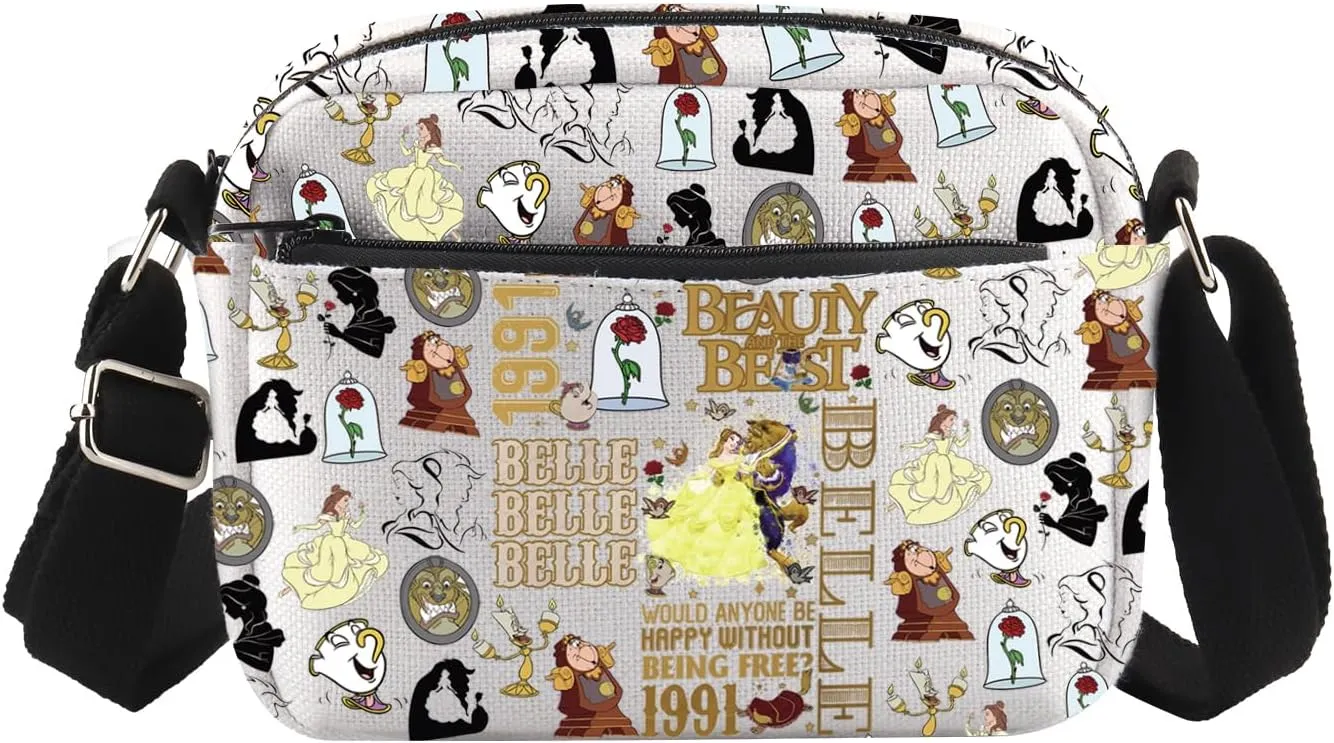 ENSIANTH Beauty Movie Inspired Gift Belle Lover Crossbody Bag A Tail as Old as Time Merch Belle Princess Beast Fans Gift