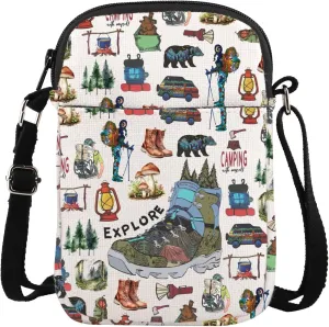 ENSIANTH Explore Lover Crossbody Bag Hiking Gift Mountain Adventure Camper Gift Outdoors Travel Gift Wanderlust Gift