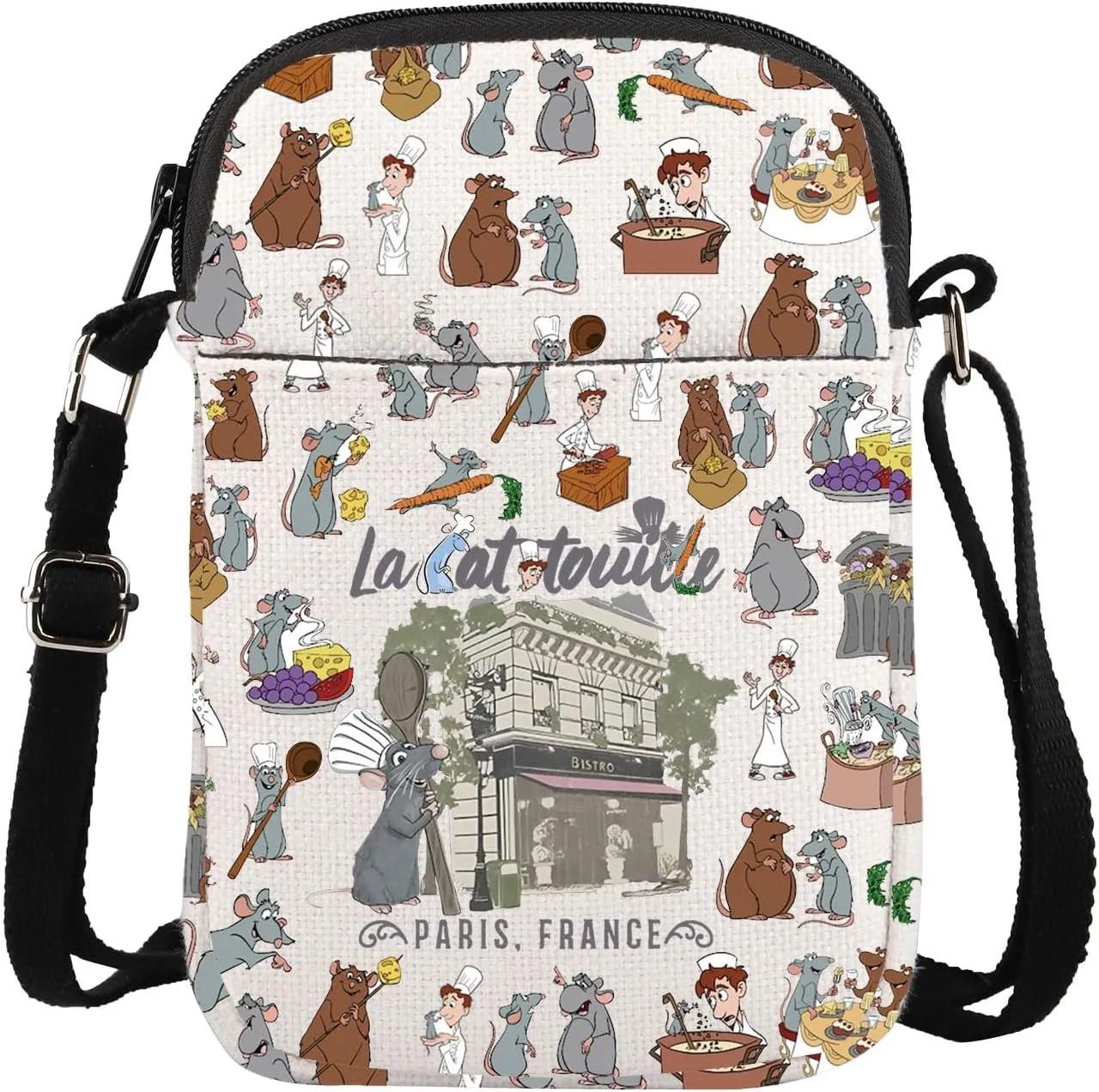 ENSIANTH La Cartoon Paris France Inspired Crossbody Bag Anyone Can Cook Gift Mouse Chef Movie Mech Rat Bag