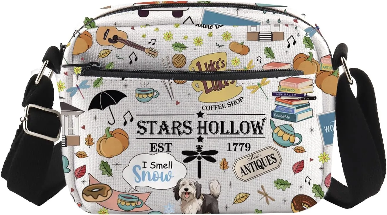 ENSIANTH Stars Hollow TV Show Inspired Crossbody Purses Bag Lukes Diner Gift Dragonfly Inn Lorelei Rory Fans Messenger Bag