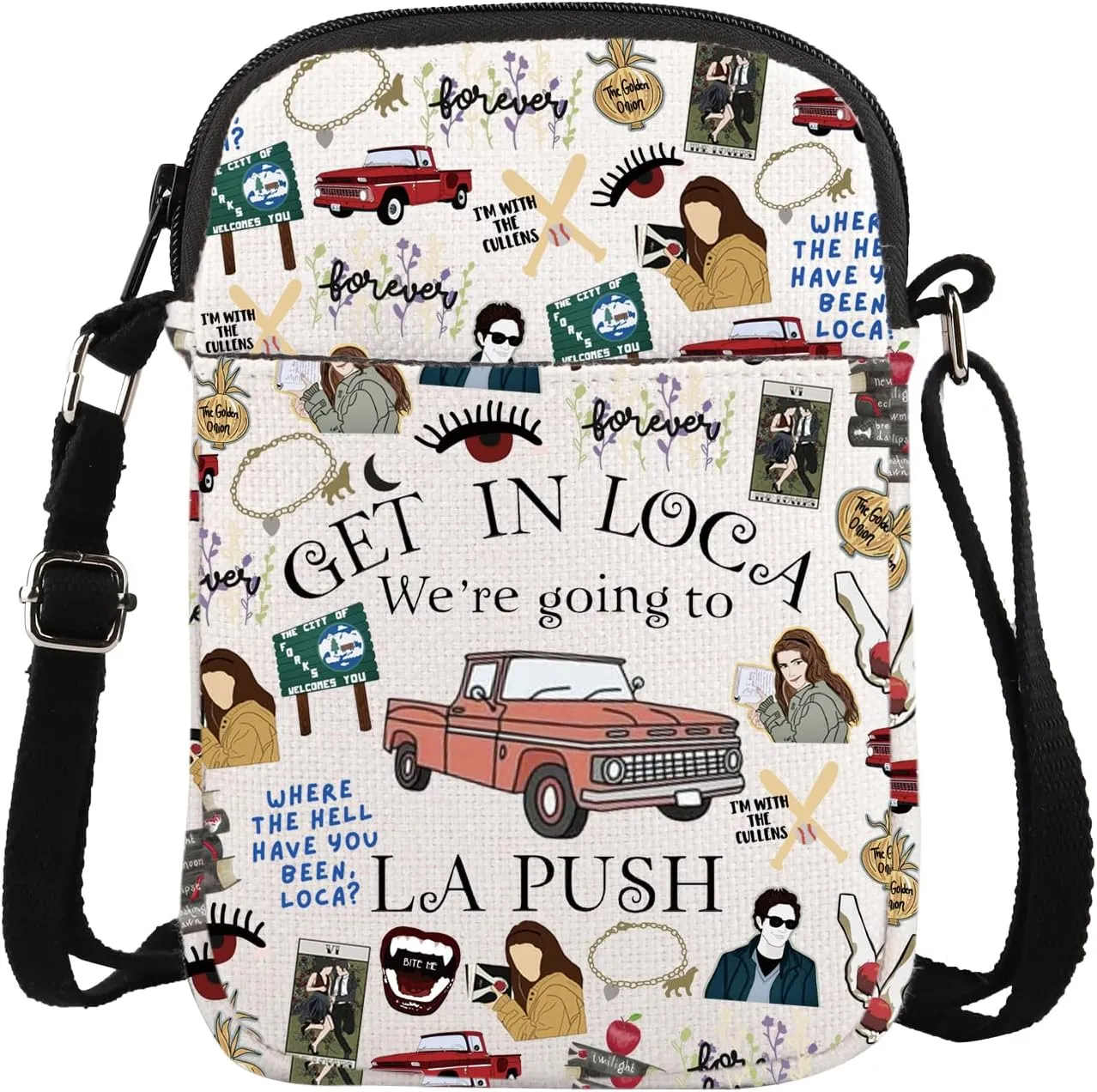 ENSIANTH Vampire Movie Merch La Push City Of Forks Washington Gift Edward Crossbody Pursue Bag Vampire Lover Messenger Bag