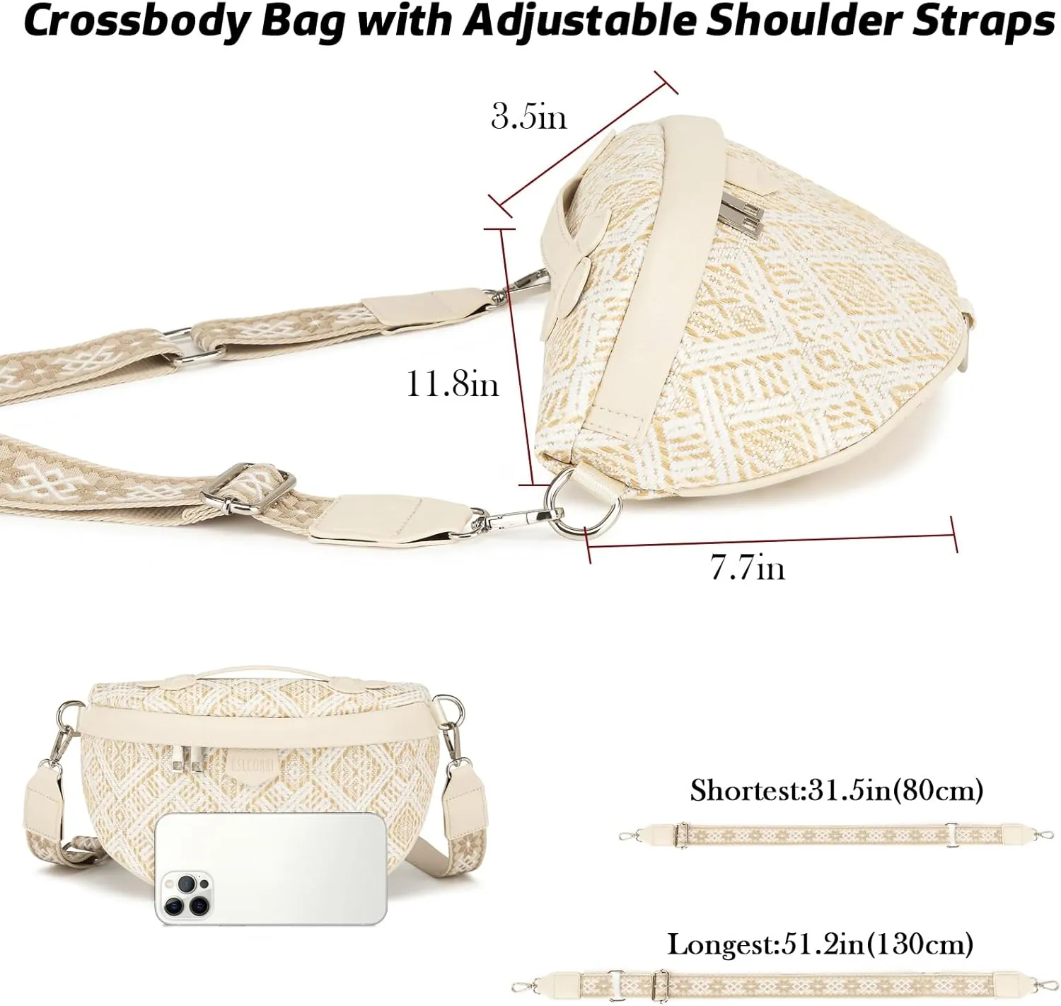 Eslcorri Crossbody Bags for Women - Fashion Sling Purse Shoulder Bag Fanny Pack Leather Causal Chest Bum Bag Cross Body Purse