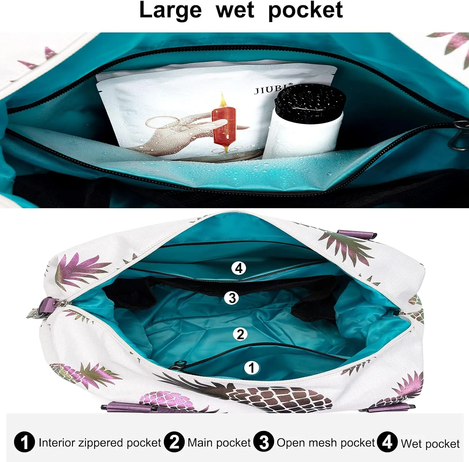 ESVAN Travel Tote Duffel Gym Bag,Weekender Overnight Carry-on Tote Crossbody Bag with Wet Pocket and Trolley Sleeve Upgraded