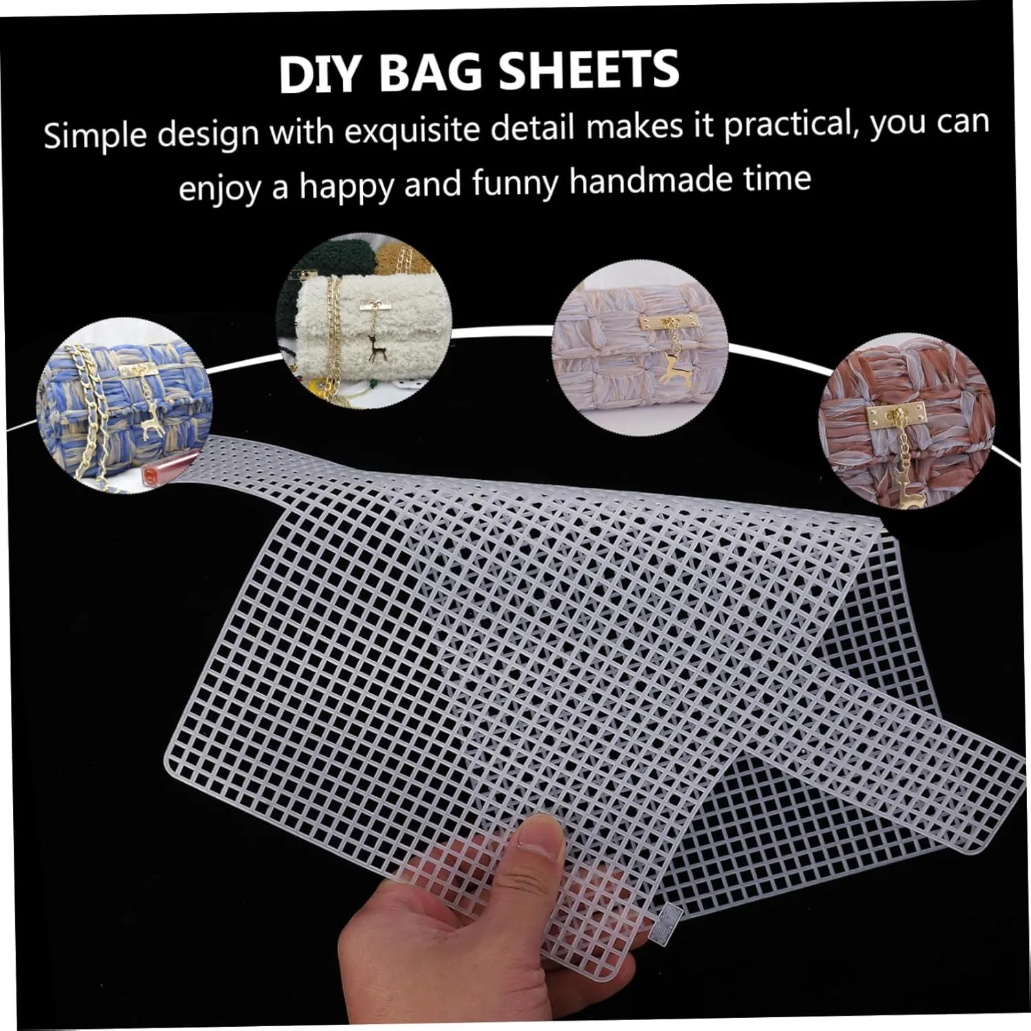 EXCEART 4pcs Sheets Plastic Purse Yarn Bags Cross Stitch Embroidery Accessories The Cross Clear Plastic Canvas to Weave Packet Network Handbag Bag Accessories Mesh Woven Bag Canvas Wallet